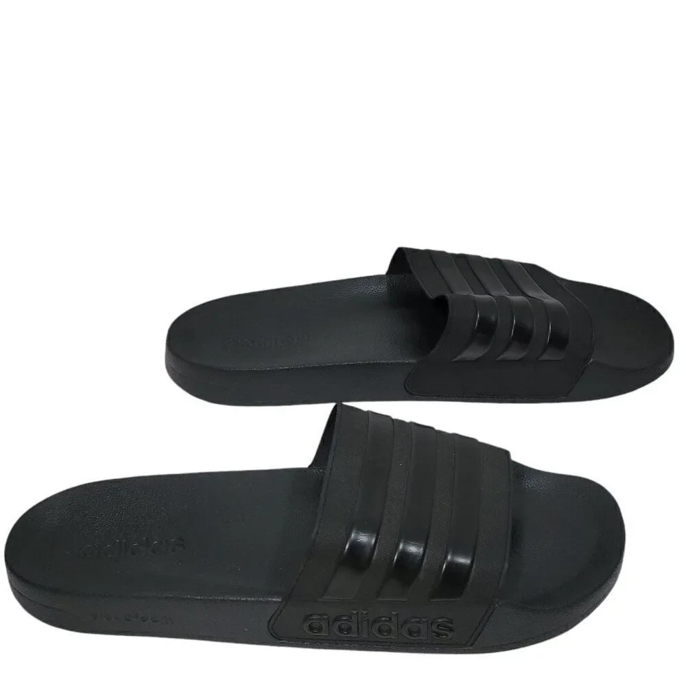 Adidas Adilette Slides Mens Size 18 Black 3 Stripe Shoes Sandals Beach Water NEW